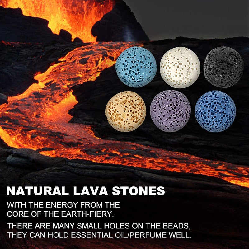 Top Plaza Lava Rock Stone Aromatherapy Essential Oil Diffuser Set Square Ceramic Fragrance Perfume Ware Bowl with 14Pcs Round Shape Lava Stone Beads - Image 3